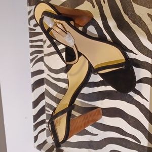 Sling Back Women's High Heels Upper Black Leather 7.5 M NWOT